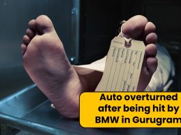 Auto overturned after being hit by BMW in Gurugram